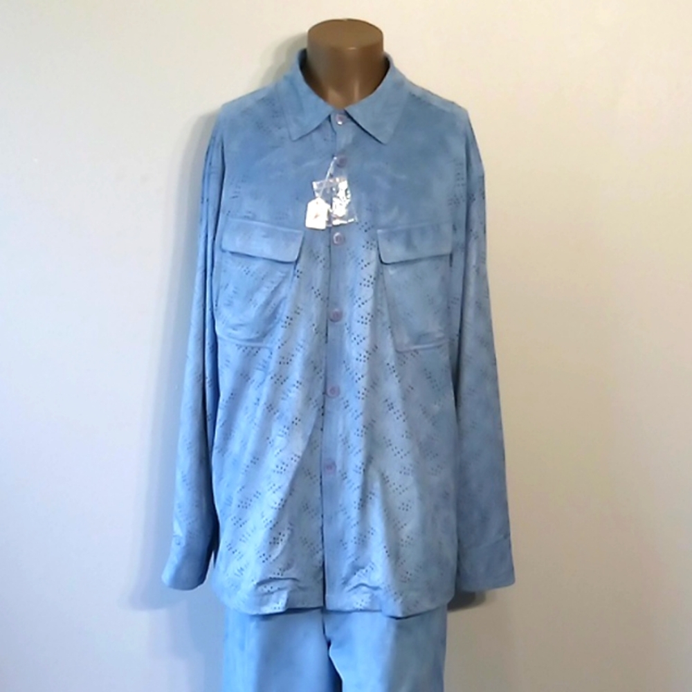 Stylish & Comfortable 2pc Blue Men's Long sleeves pants set by Morvati